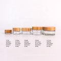 wholesale cosmetic containers face cream  60 clear glass jar with bamboo lid